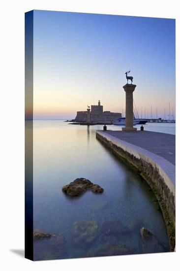 Bronze Doe and Stag Statues at the Entrance of Mandraki Harbour, Rhodes, Dodecanese-Neil Farrin-Premier Image Canvas