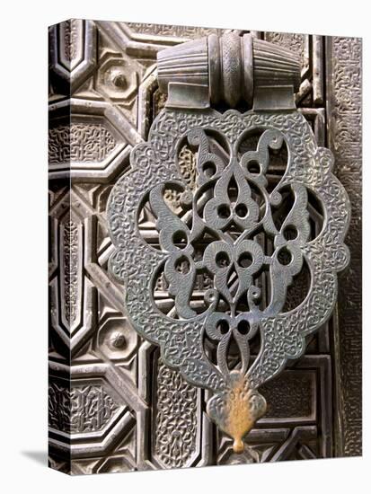 Bronze Knocker on Wooden Engraved Doors, Reales Alcazares, Seville, Andalucia, Spain, Europe-Guy Thouvenin-Premier Image Canvas