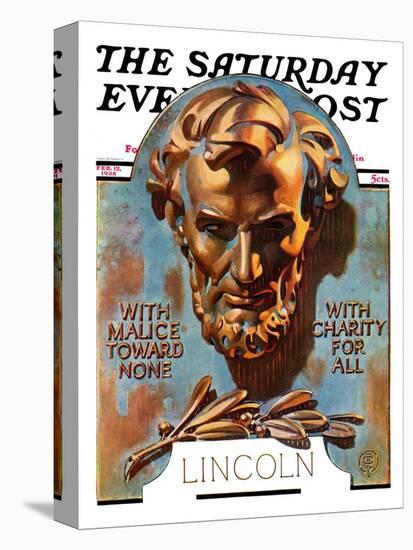 "Bronze Lincoln," Saturday Evening Post Cover, February 12, 1938-Joseph Christian Leyendecker-Premier Image Canvas