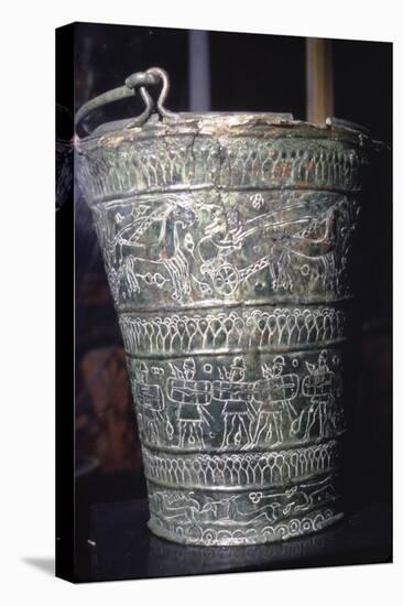 Bronze Situla with incised decoration showing warriors, Etruscan, Bologna, c6th century BC-Unknown-Premier Image Canvas