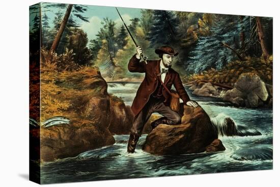 Brook Trout Fishing, an Anxious Moment, 1862-Currier & Ives-Premier Image Canvas