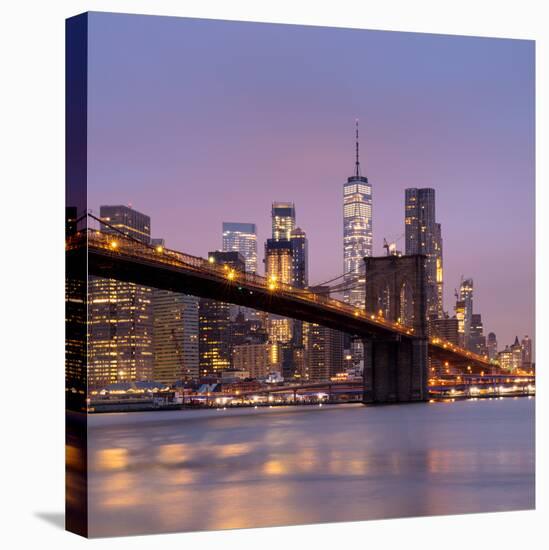 Brooklyn Bridge and Lower Manhattan skyline at dawn City-Ed Hasler-Premier Image Canvas