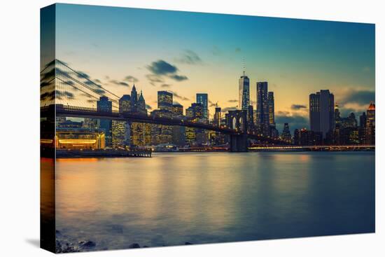 Brooklyn Bridge and Manhattan after Sunset, New York City-sborisov-Premier Image Canvas