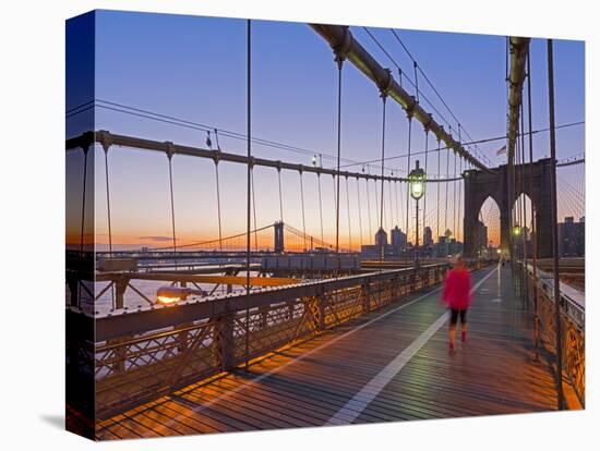 Brooklyn Bridge and Manhattan Bridge Beyond, Manhattan, New York-Alan Copson-Premier Image Canvas