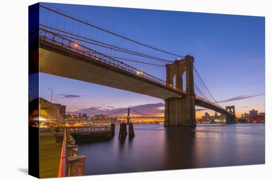 Brooklyn Bridge and Manhattan Bridge Beyond, over East River, New York-Alan Copson-Premier Image Canvas