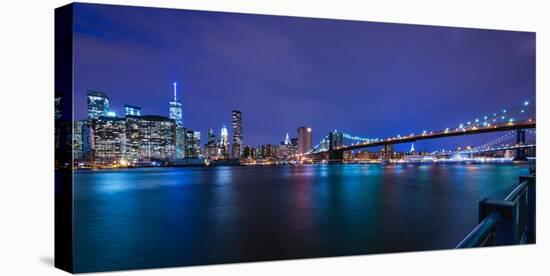 Brooklyn Bridge and Manhattan Skyline at Dusk, New York City, New York-Karen Deakin-Premier Image Canvas