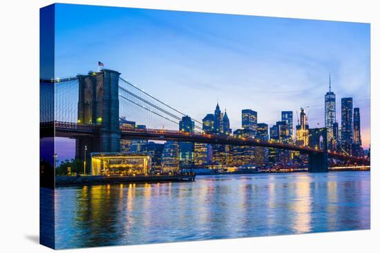 Brooklyn Bridge and Manhattan skyline at dusk, New York City, United States of America, North Ameri-Fraser Hall-Premier Image Canvas