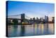 Brooklyn Bridge and Manhattan skyline at dusk, viewed from the East River, New York City, United St-Fraser Hall-Premier Image Canvas