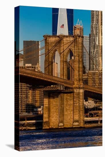 Brooklyn Bridge and Manhattan Skyline features One World Trade Center at Sunrise, NY NY-null-Premier Image Canvas