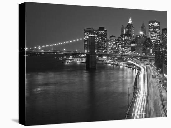 Brooklyn Bridge and Parkway, East River with Lower Manhattan Skyline, Brooklyn, New York, Usa-Paul Souders-Premier Image Canvas