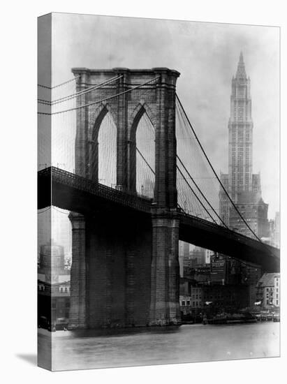 Brooklyn Bridge and Woolworth Building, 1921-Irving Underhill-Stretched Canvas