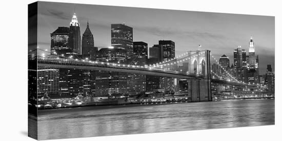 Brooklyn Bridge at Night-null-Stretched Canvas