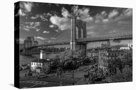 Brooklyn Bridge at sunset, NY NY - in black and white-null-Premier Image Canvas