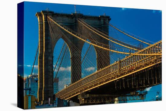 Brooklyn Bridge at sunset, NY NY - in black and white-null-Premier Image Canvas