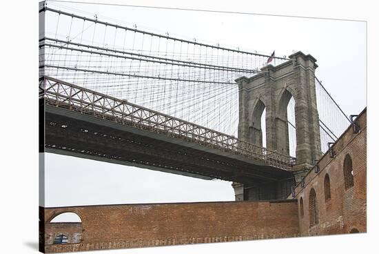 Brooklyn Bridge (brick walls)-Erin Clark-Stretched Canvas