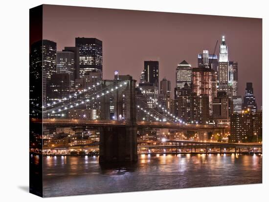 Brooklyn Bridge, East River with Lower Manhattan Skyline in Distance, Brooklyn, New York, Usa-Paul Souders-Premier Image Canvas