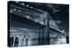 Brooklyn Bridge over East River at Night in Black and White in New York City Manhattan with Lights-Songquan Deng-Premier Image Canvas