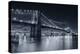 Brooklyn Bridge Over East River At Night In Black And White In New York City Manhattan-Songquan Deng-Premier Image Canvas