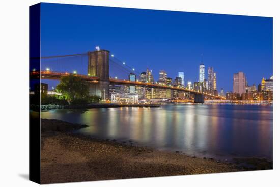 Brooklyn Bridge over East River, Lower Manhattan Skyline-Alan Copson-Premier Image Canvas