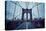 Brooklyn Bridge, rainy evening, skyscrapers and skyline of Manhattan, New York, USA-Andrea Lang-Premier Image Canvas