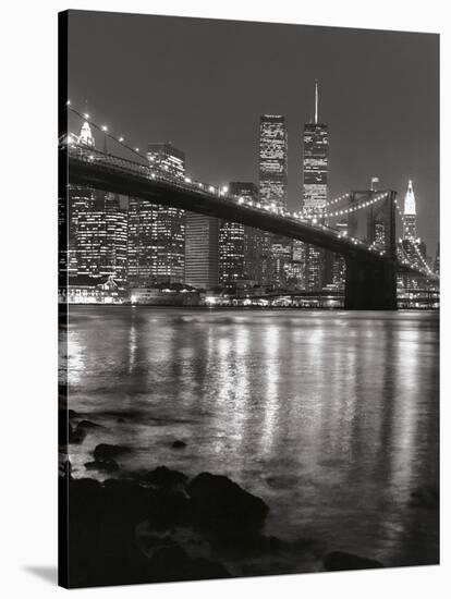 Brooklyn Bridge with World Trade Center-Chris Bliss-Stretched Canvas