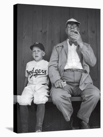 Brooklyn Dodgers General Manager Branch Rickey Sitting with Grandson Watching Spring Training-George Silk-Premier Image Canvas