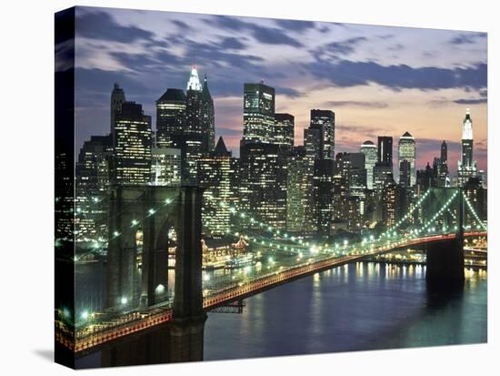 Brookyn bridge and Downtown skyline, NYC-Michel Setboun-Stretched Canvas