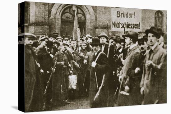 'Brothers, Don't Shoot!', placard during the German Revolution, Berlin, c1918-c1919-Unknown-Premier Image Canvas