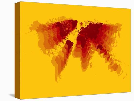 Brown and Yellow Radiant World Map-NaxArt-Stretched Canvas
