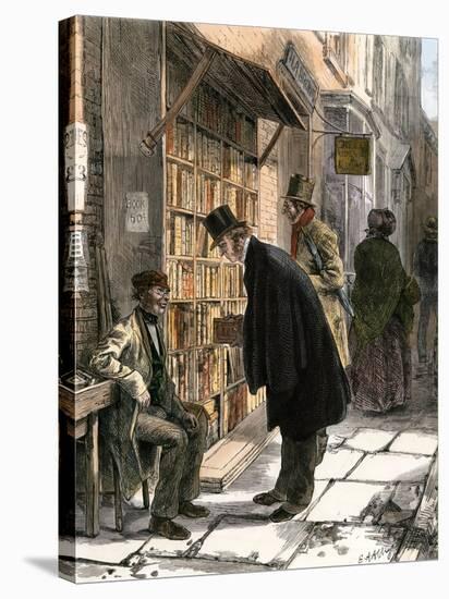 Browsers at a Sidewalk Bookstall, 1800s-null-Premier Image Canvas