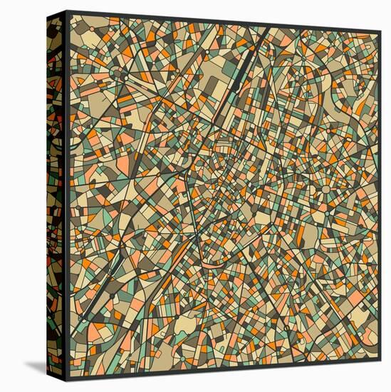 Brussels Map-Jazzberry Blue-Stretched Canvas