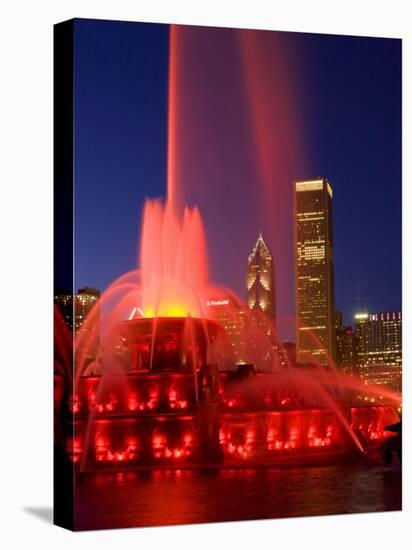 Buckingham Fountain illuminated at night, Chicago, Illinois, USA-Alan Klehr-Premier Image Canvas