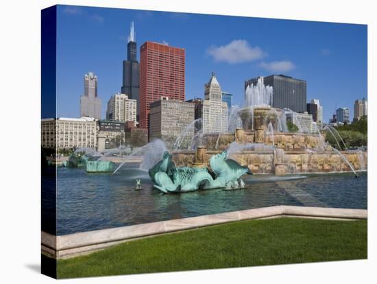 Buckingham Fountain in Grant Park with Sears Tower and Skyline Beyond, Chicago, Illinois, USA-Amanda Hall-Premier Image Canvas