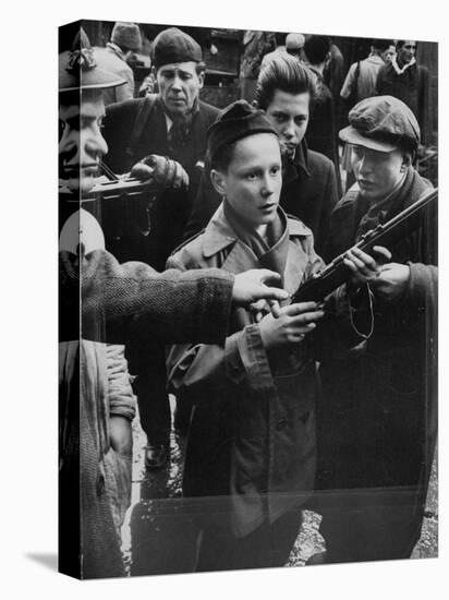 Budapest Boys Carrying Rifles to Fight with Hungarian Freedom Fighters Against Soviet-Backed Regime-Michael Rougier-Premier Image Canvas