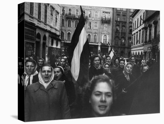 Budapest Rebel Demonstrators, During Revolution Against Soviet-Backed Hungarian Regime-Michael Rougier-Premier Image Canvas