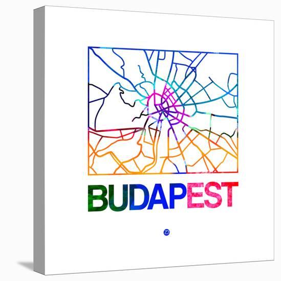Budapest Watercolor Street Map-NaxArt-Stretched Canvas