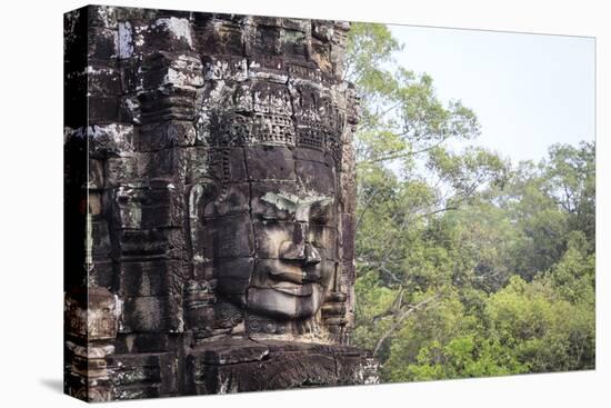Buddha Face Carved in Stone at the Bayon Temple, Angkor Thom, Angkor, Cambodia-Yadid Levy-Premier Image Canvas