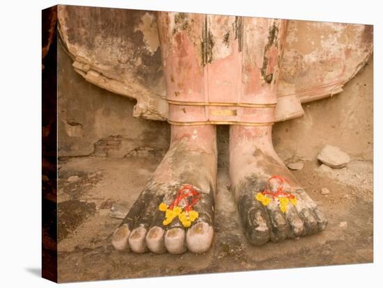 Buddha's Feet and Marigolds, Sukhothai, Thailand-Gavriel Jecan-Premier Image Canvas