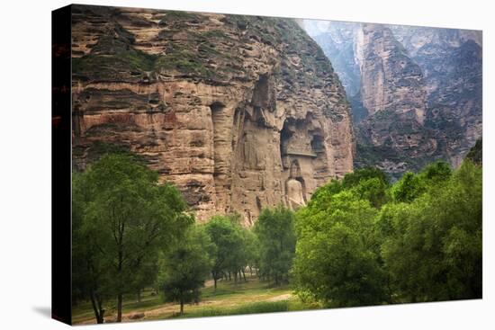 Buddha Statue. Cliff Carving Binglin Si Bright Spirit Buddhist Temple Lanzhou, Gansu, China-William Perry-Premier Image Canvas