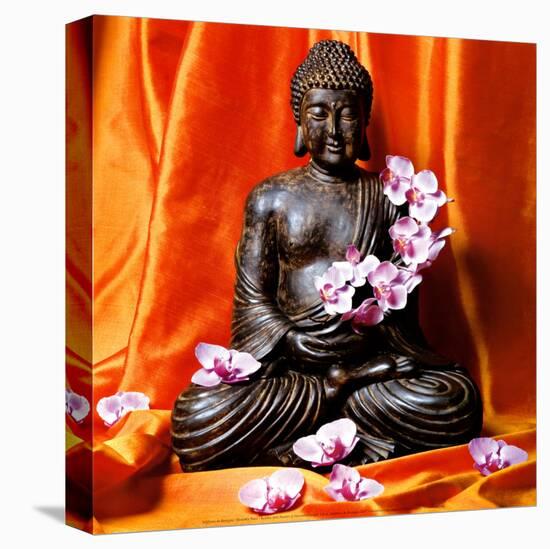 Buddha with Flowers-Stephane De Bourgies-Stretched Canvas