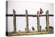 Buddhist Monk on U Bein Teak Bridge, Myanmar (Burma)-Matthew Williams-Ellis-Premier Image Canvas