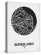 Buenos Aires Street Map Black on White-NaxArt-Stretched Canvas