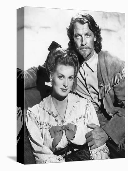 BUFFALO BILL, 1944 directed by WILLIAM WELLMAN Maureen O'Hara and Joel McCrea (b/w photo)-null-Stretched Canvas