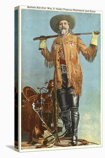 Buffalo Bill with Saddle and Rifle-null-Stretched Canvas