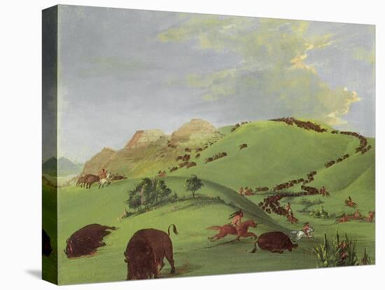 Buffalo Chase, Mouth of the Yellowstone, 1833-George Catlin-Premier Image Canvas