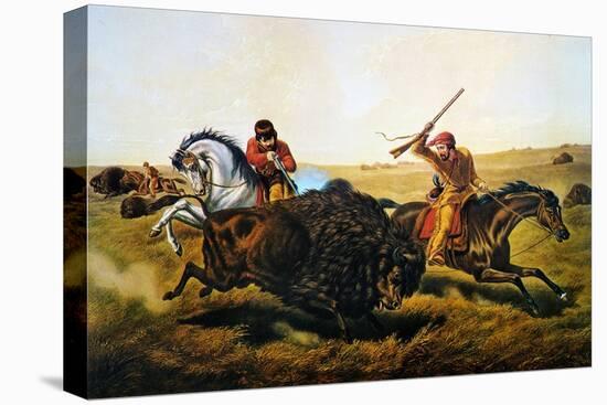 Buffalo Hunt, 1862-Currier & Ives-Premier Image Canvas