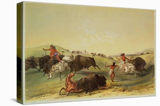 Buffalo Hunt, Plate 7 from Catlin's North American Indian Collection, by Mcgahey, Day and Haghe-George Catlin-Premier Image Canvas