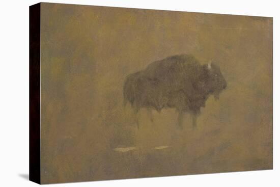 Buffalo in a Sandstorm (Oil on Paper Mounted on Board)-Albert Bierstadt-Premier Image Canvas