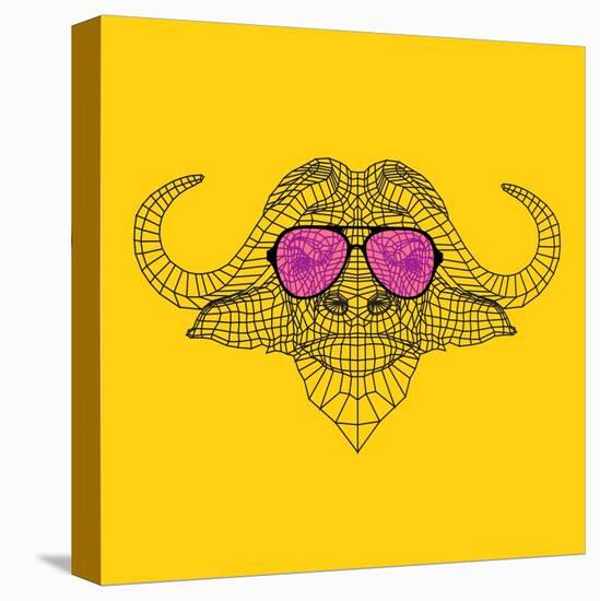 Buffalo in Pink Glasses-Lisa Kroll-Stretched Canvas