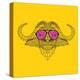 Buffalo in Pink Glasses-Lisa Kroll-Stretched Canvas